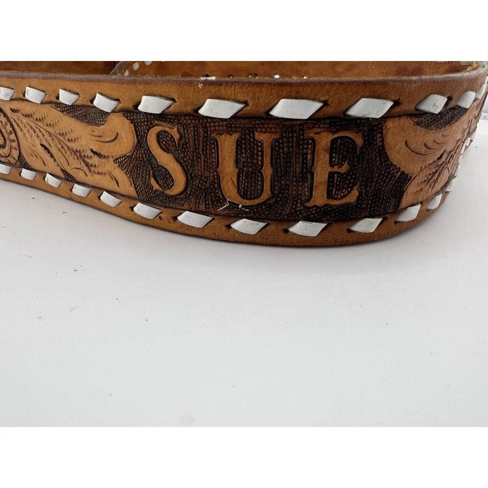 Vintage Sue Brown Leather Taper Cowboy‎ Western Belt - Waist Size 35.5